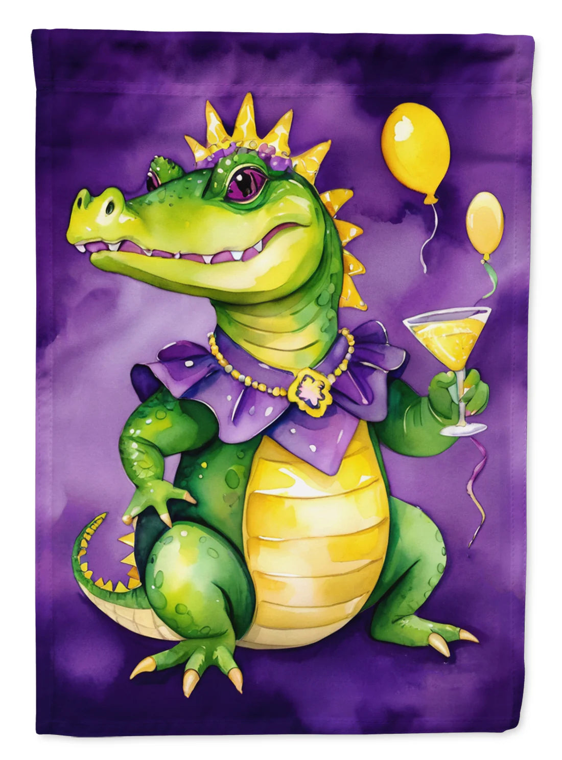 Alligator Mardi Gras Garden Flag