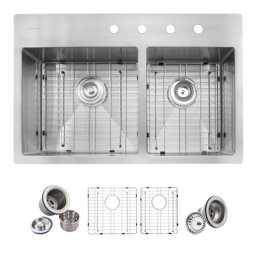 Double Bowl 60/40 Stainless Steel Kitchen Sink 