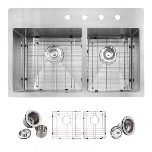 Double Bowl 60/40 Stainless Steel Kitchen Sink 