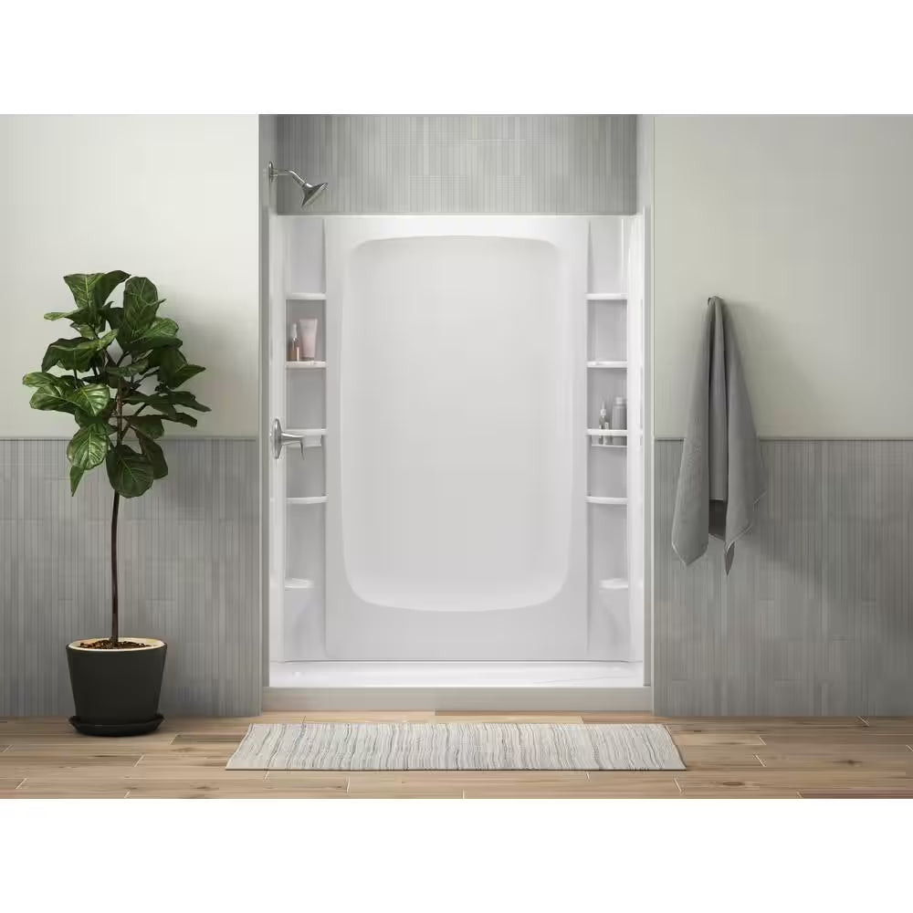 Alcove Shower Pan Base with Left Drain in White