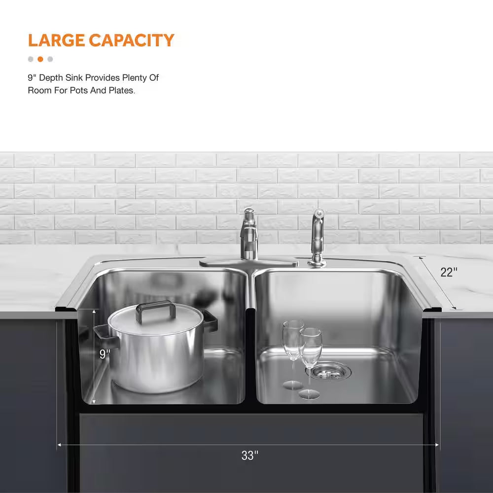 Double Bowl 50/50 Stainless Kitchen Sink