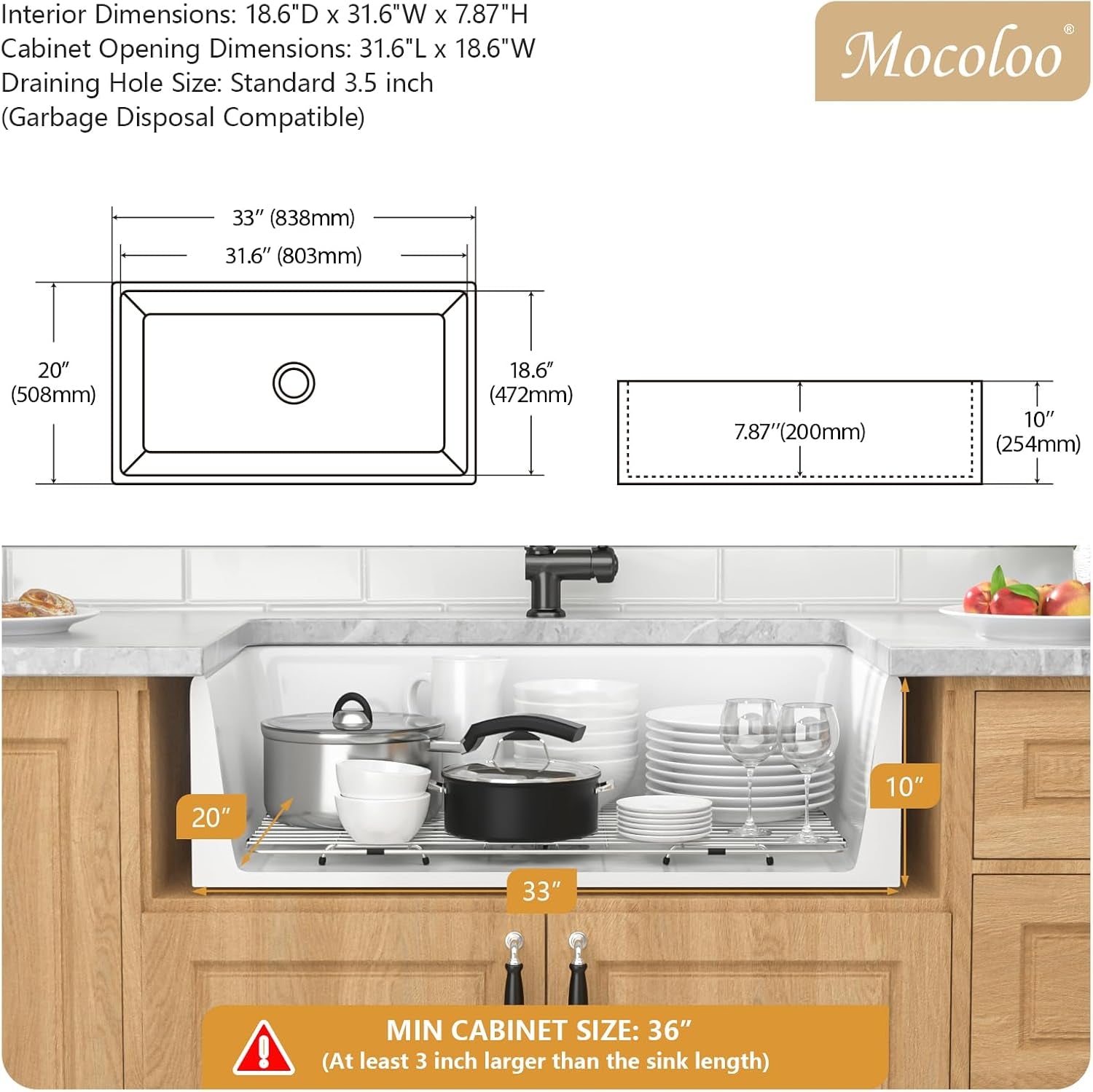 Single Bowl Deep Basin Undermount Farm Sink