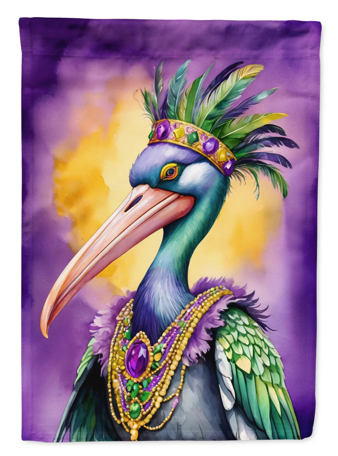 Pelican Mardi Gras Garden Flag