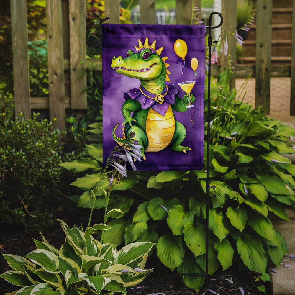 Alligator Mardi Gras Garden Flag