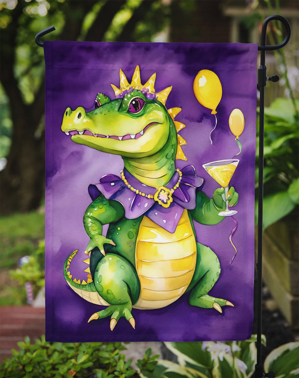 Alligator Mardi Gras Garden Flag