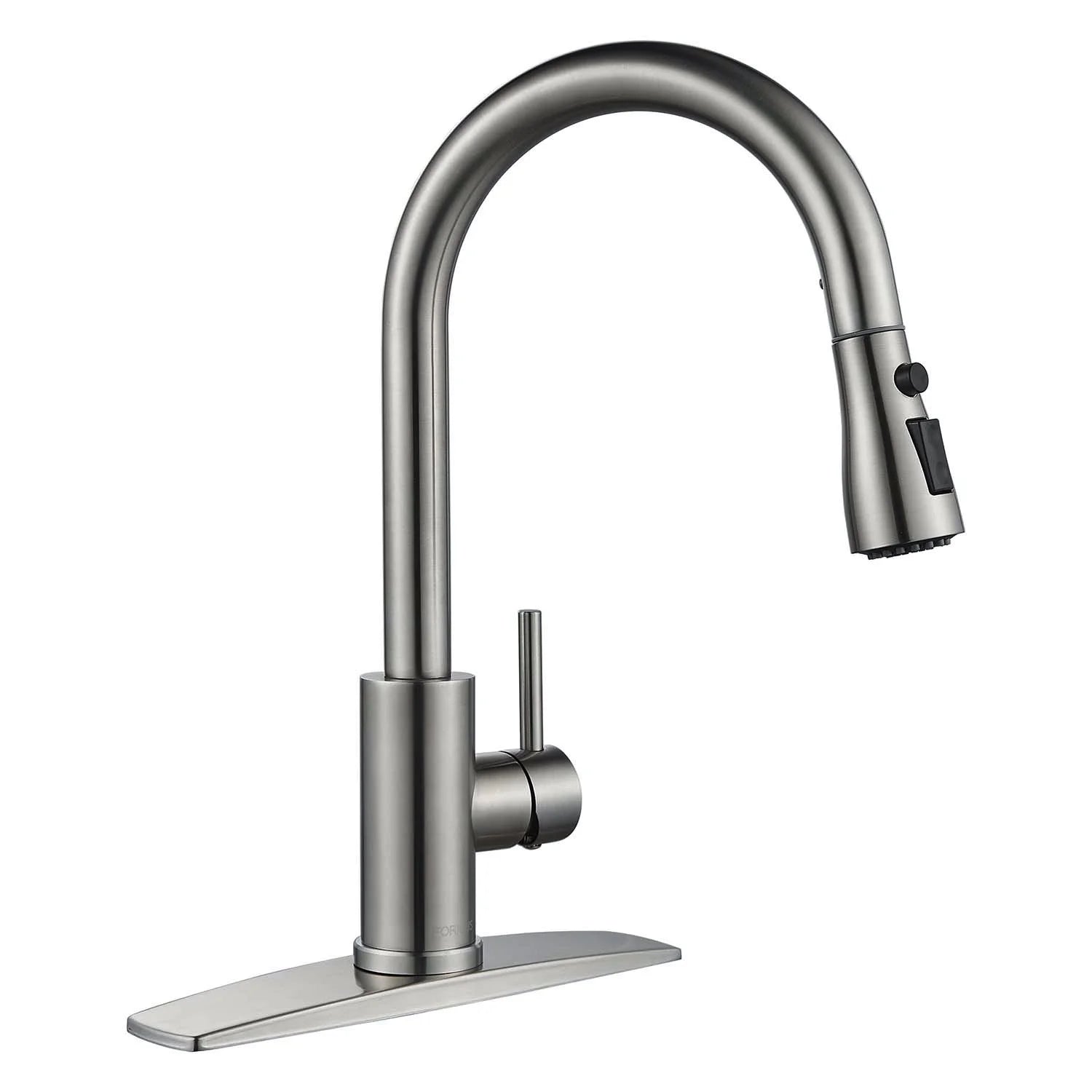 Brushed Nickel Kitchen Sink Faucet w/ Pull Down Sprayer 