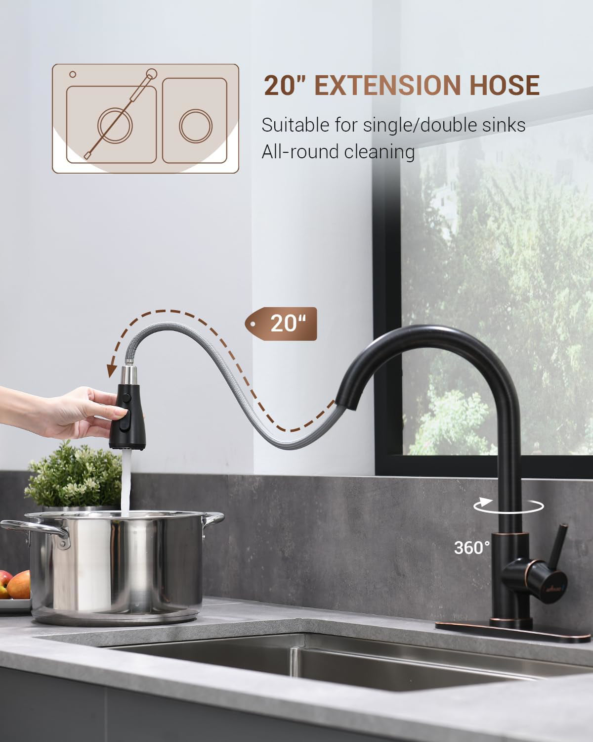 Oil Rubbed Bronze Stainless Steel Kitchen Faucet 