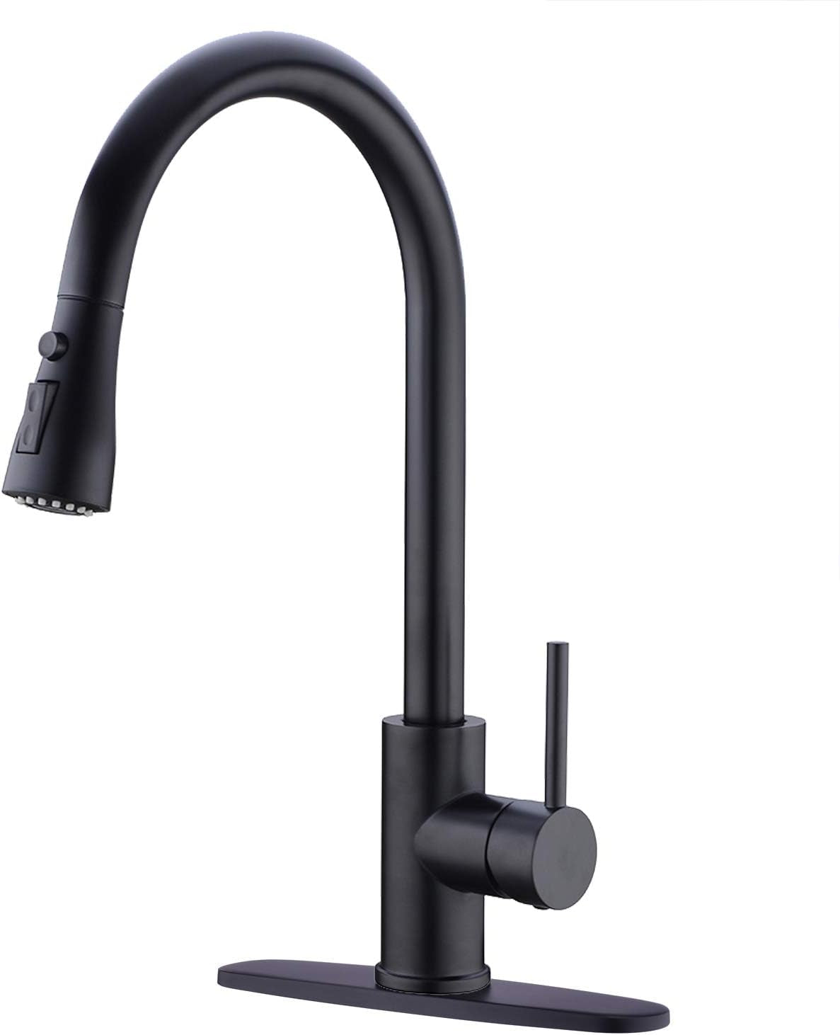 Matte Black Pause Function Pre-Rinse Kitchen Faucet with Pull down Sprayer