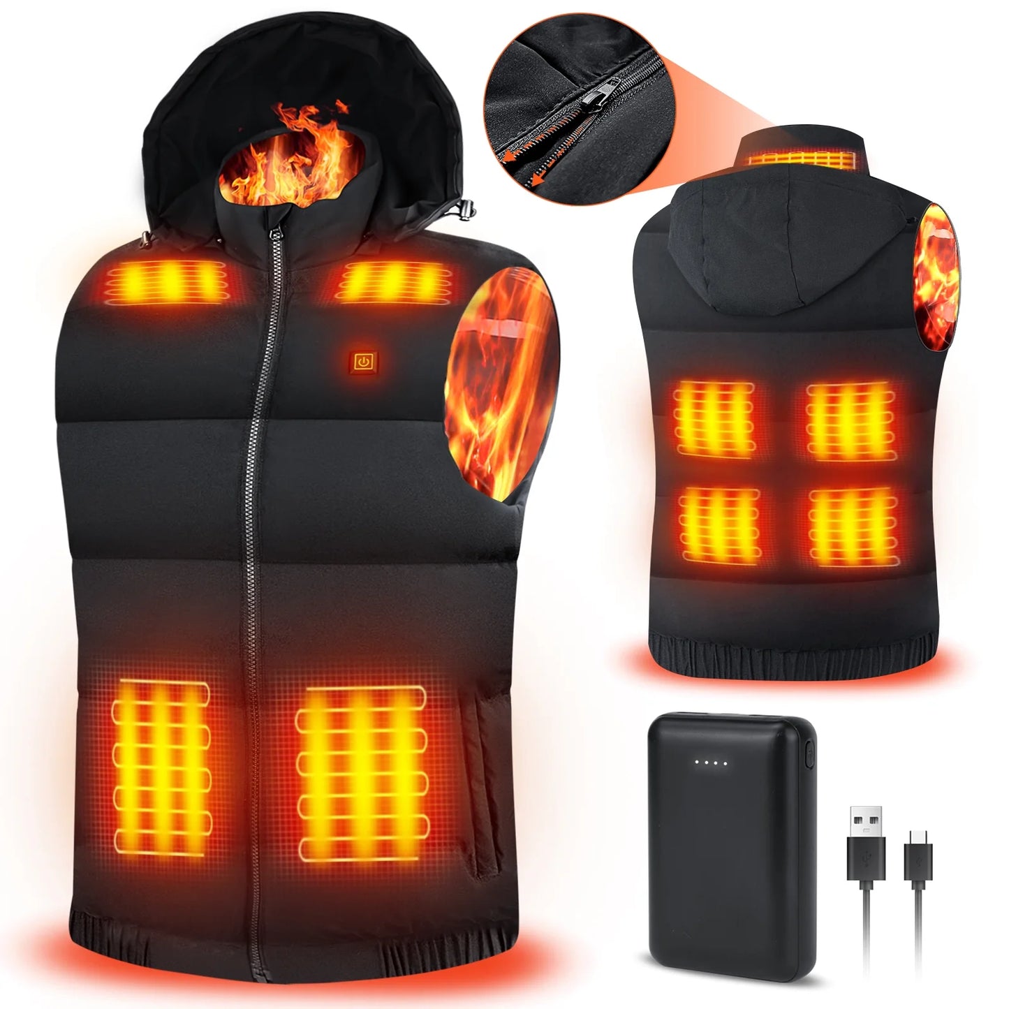 Heated Vest for Mens and Womens with Heated Hood