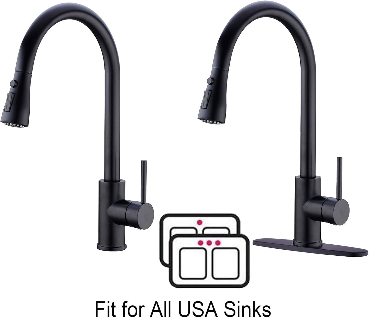 Matte Black Pause Function Pre-Rinse Kitchen Faucet with Pull down Sprayer