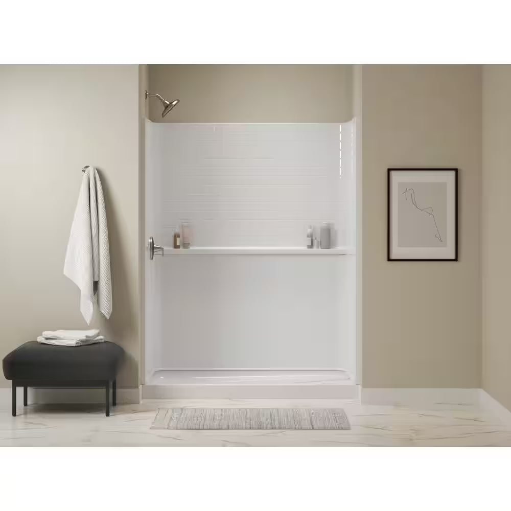 Alcove Shower Pan Base with Left Drain in White