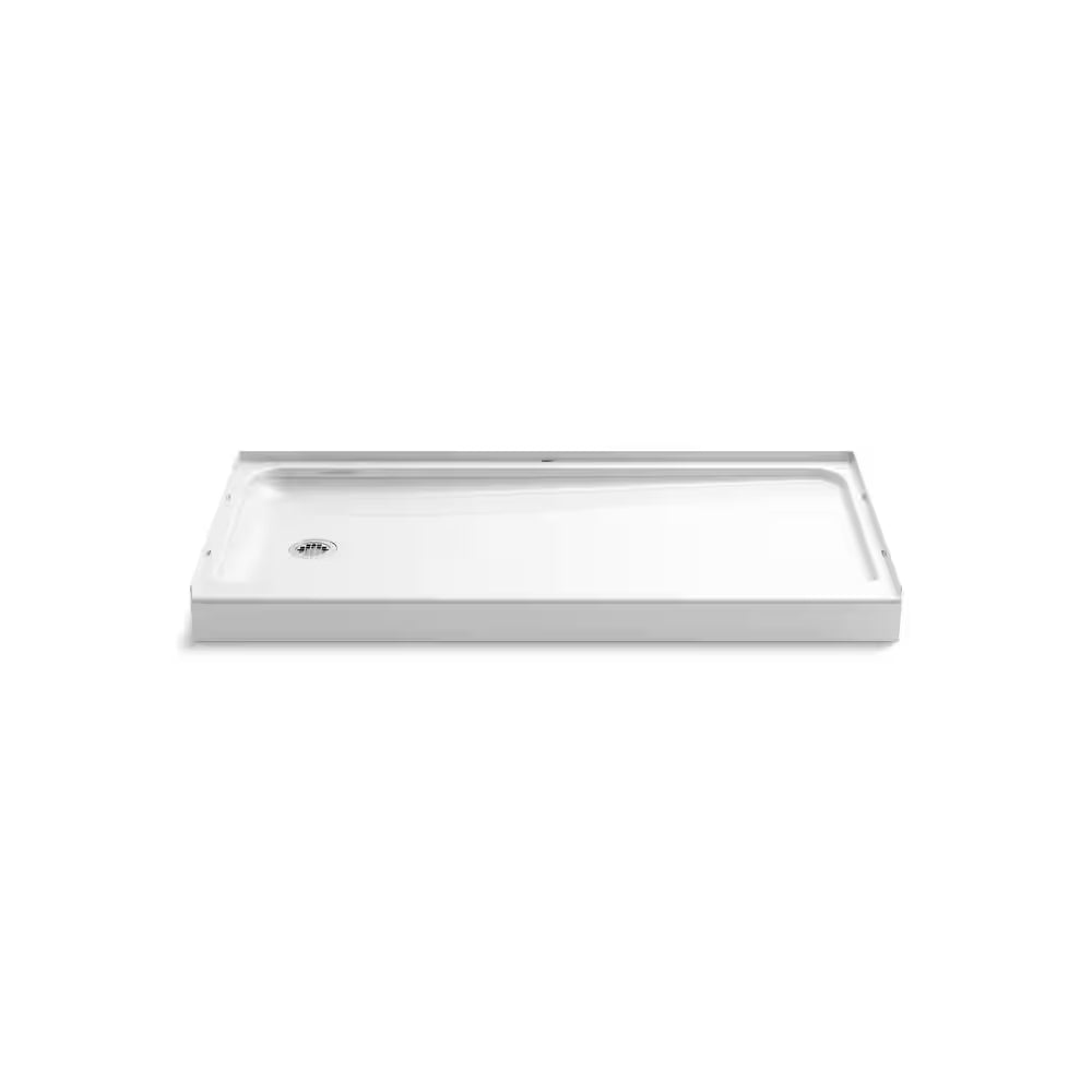 Alcove Shower Pan Base with Left Drain in White