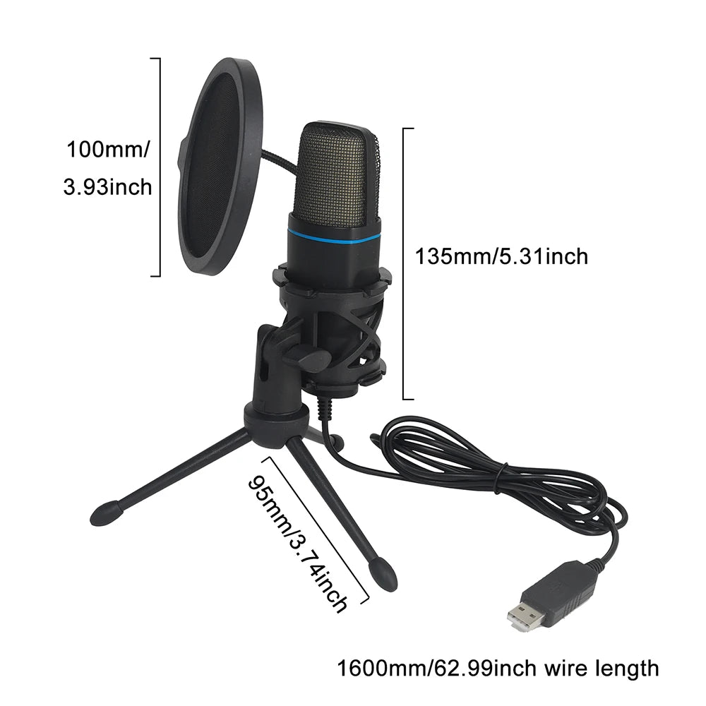 USB Microphone for Podcast Recording Studio Streaming Laptop Desktop PC