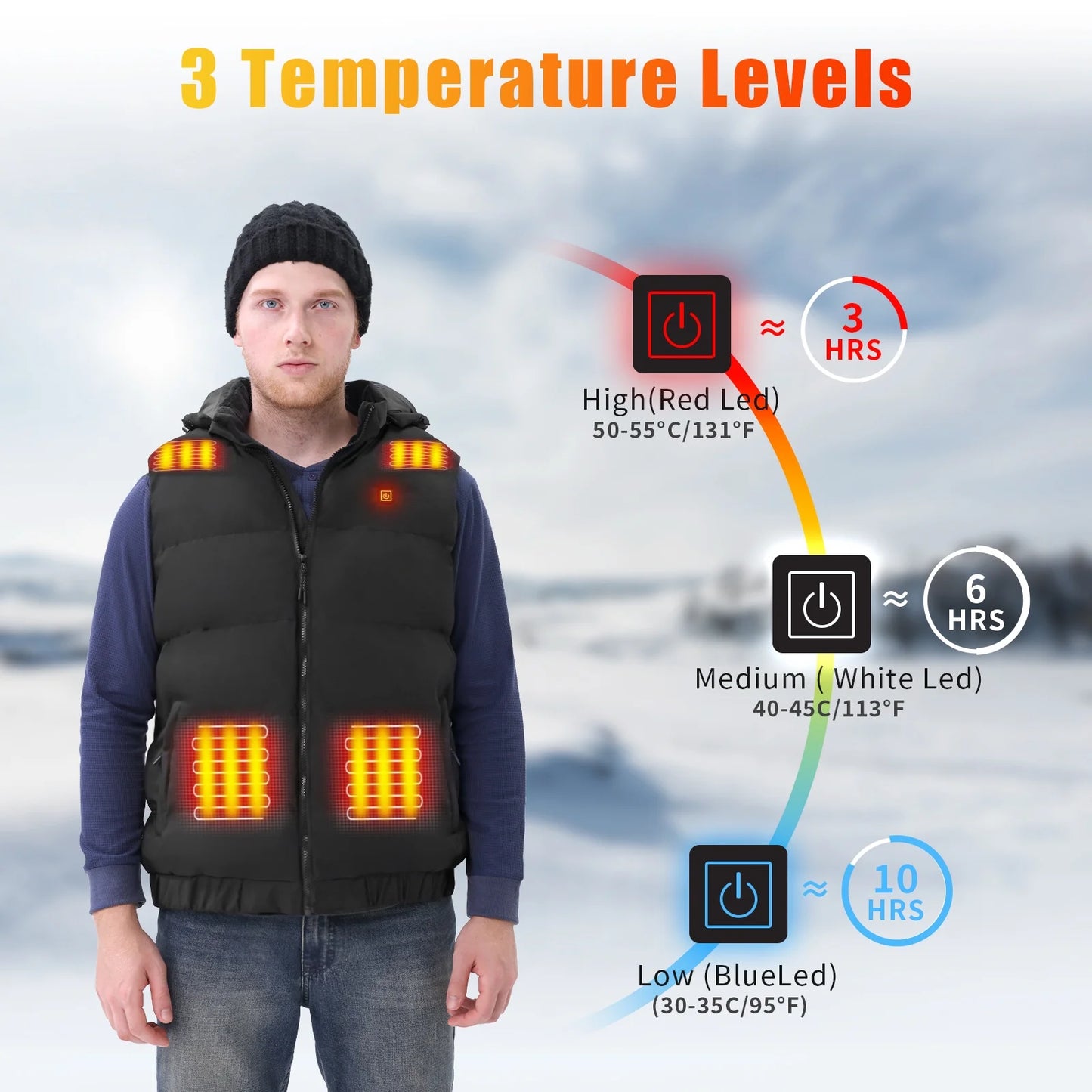 Heated Vest for Mens and Womens with Heated Hood