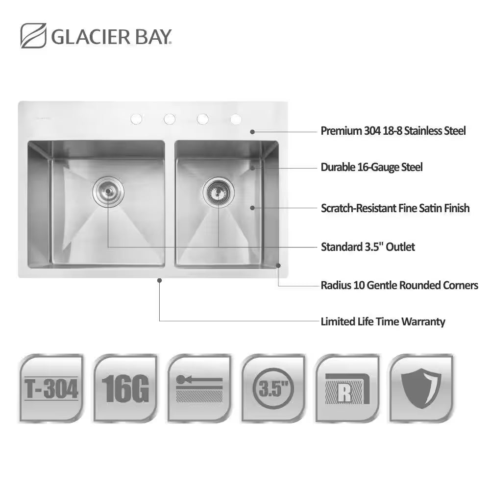 Double Bowl 60/40 Stainless Steel Kitchen Sink 