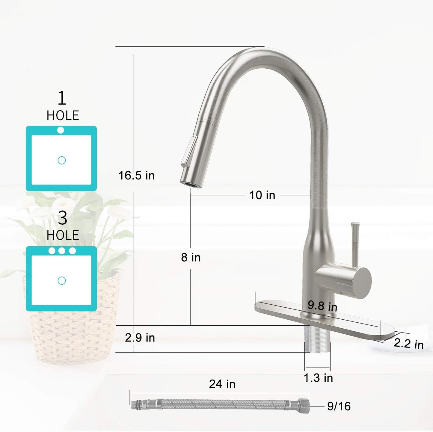 Stainless Steel Touch Activated Kitchen Faucet with Pull down Sprayer